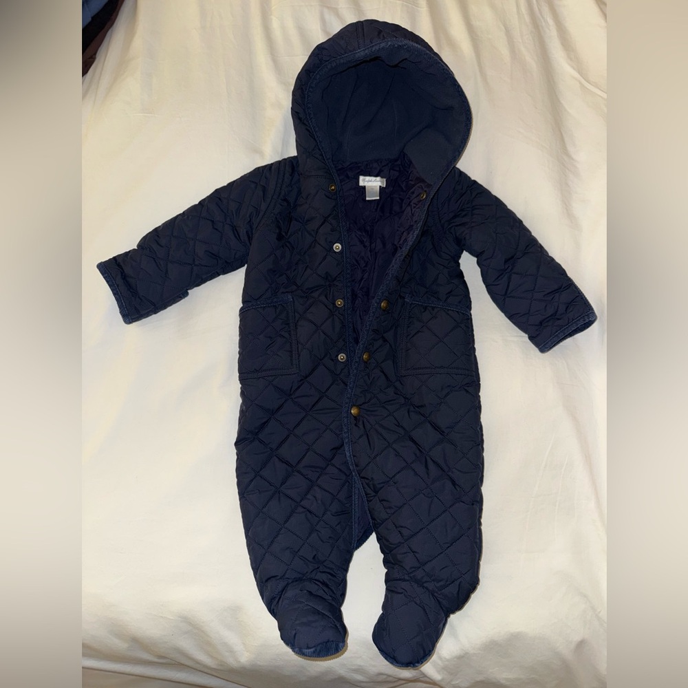Ralph Lauren Quilted Navy Baby Footie